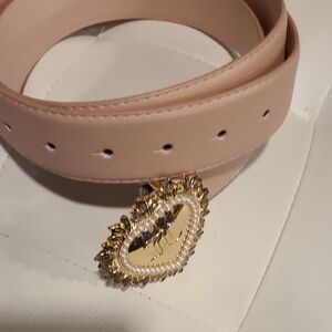 Juicy Couture Blush Belt with Gold Heart Buckle